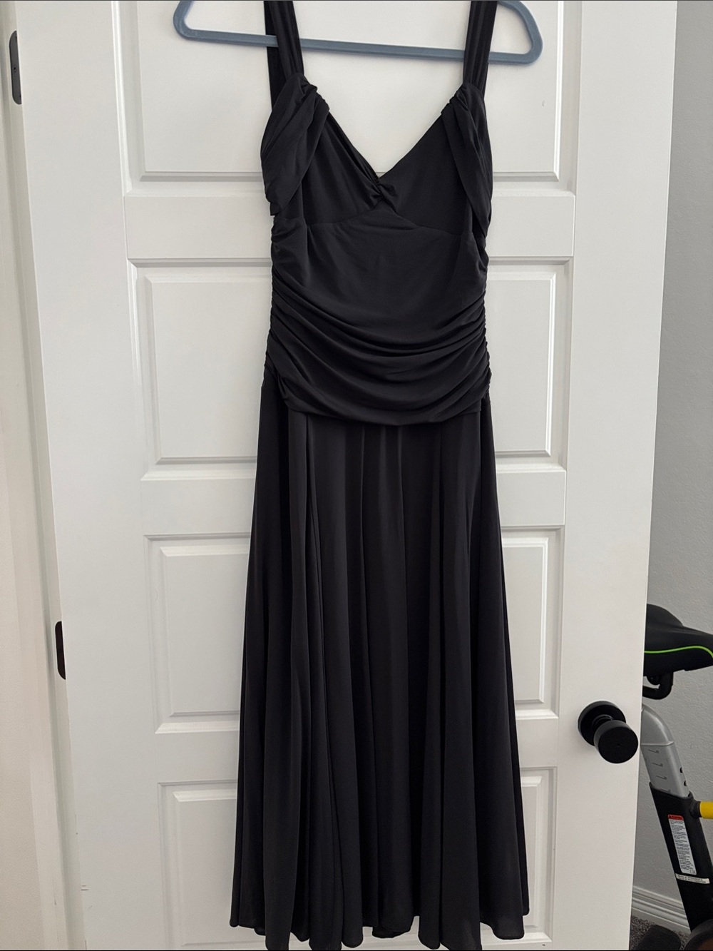BCBGMaxAzria Dark blue Ruched V-Neck Maxi Dress with Wide Straps